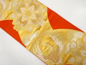 アンティーク　鶴に華紋織り出し袋帯（着用可）